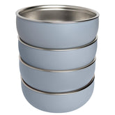 Monkey Proof 5-inch stainless steel bowl with non-slip shell keeps meals stable on the table.