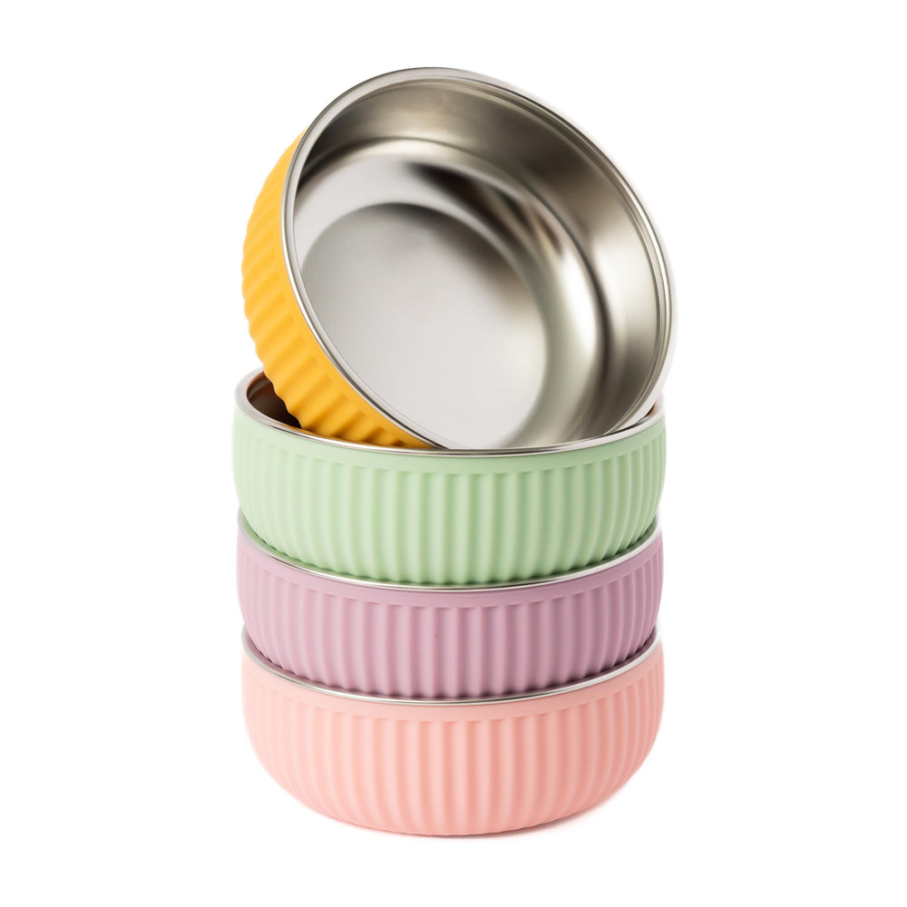 Monkey Proof wide bottom bowl with stability for easy scooping at mealtime.