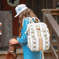 Montana West Wrangler backpack front detail with organized pockets for quick access.