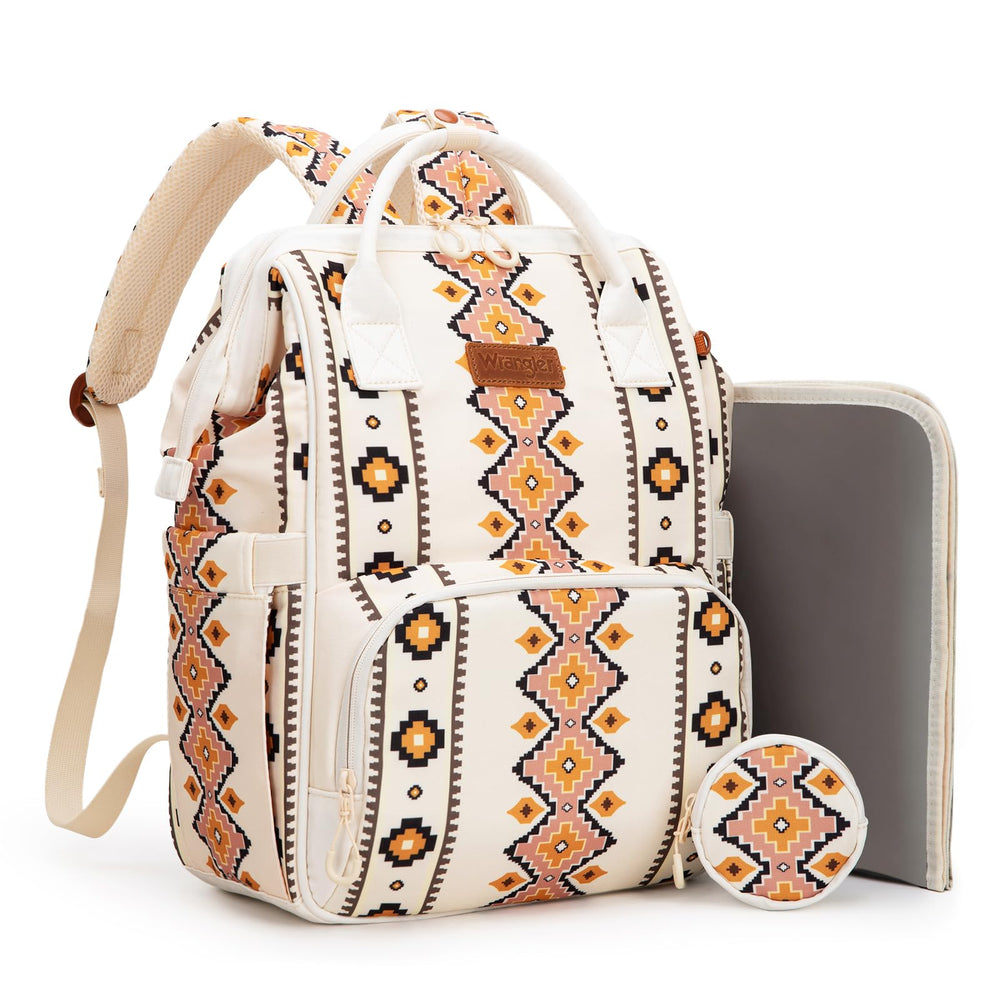 Montana West Wrangler diaper bag in Aztec pattern, stylish travel-ready design.