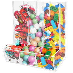 Montex acrylic wall toy dispenser front view with clear visibility for easy toy selection.