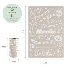 Moodie 9x13-inch bags provide space for 1–3 diapers