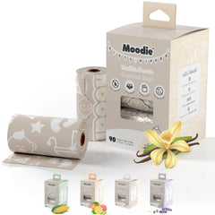 Moodie vanilla-scented diaper disposal bags refill rolls ready for quick changes