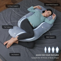 Moon Park pillow offers head and back support to ease night pressure.
