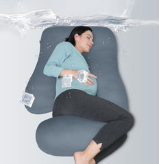 MOON PARK pregnancy pillow in grey supports full body alignment for restful nights