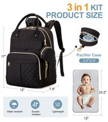 MOONBABY diaper bag backpack with 35L capacity for diapers, bottles, and outfits