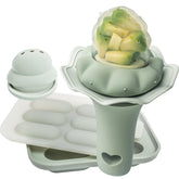Moonkie baby fruit feeder with two pouches offering flow control for safer self-feeding.