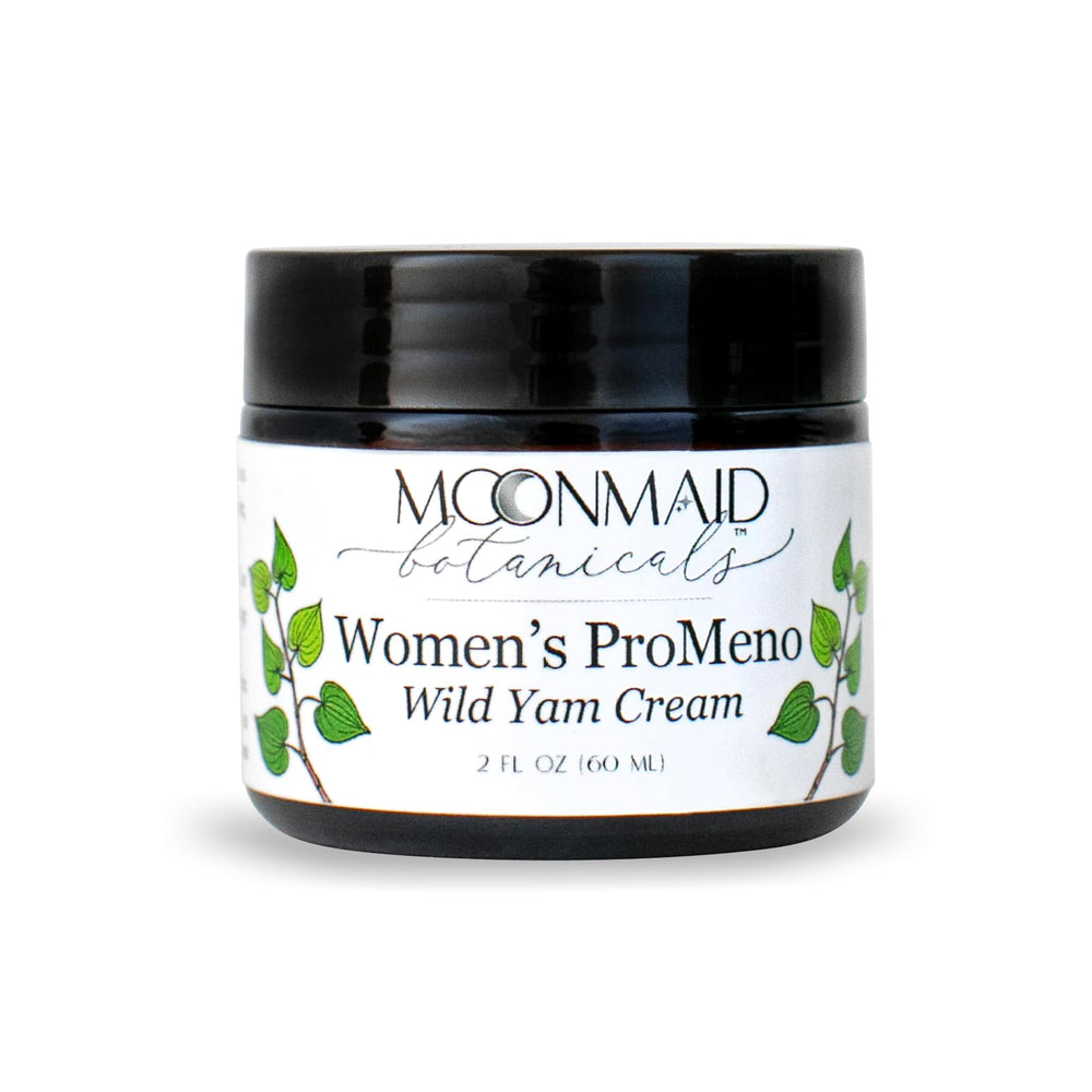 MoonMaid ProMeno Wild Yam Cream jar showcases organic formula for menopausal support