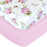 Moonsea floral crib sheets pack on a standard crib, soft and breathable for restful naps.