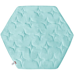 Moonsea hexagon playpen mat blue top view with soft padded surface for play