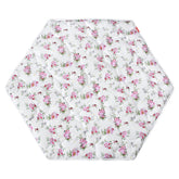 Moonsea hexagon playpen mat with floral pattern provides cozy crawling surface
