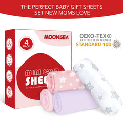 Moonsea microfiber crib sheets feel soft on baby's skin.