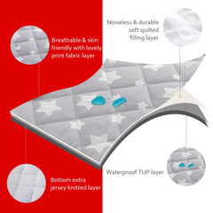 Moonsea quilted top pad adds soft comfort during playtime.