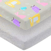 Moonybaby crib sheets 2-pack closeup of organic cotton texture for soft sleep surface.