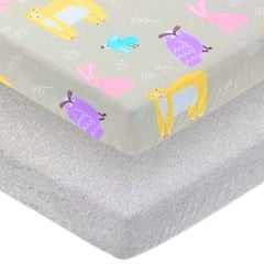 Moonybaby crib sheets 2-pack closeup of organic cotton texture for soft sleep surface.