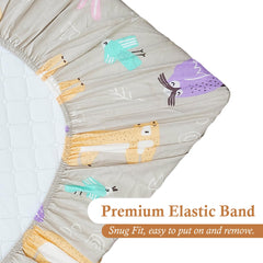 Moonybaby crib sheets with 360-degree elastic edge for snug fit.