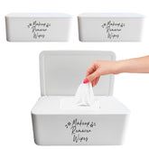 Moorfowl 3-pack makeup wipes dispenser front view showing compact, stylish storage