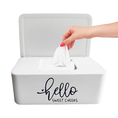 Moorfowl Hello Sweet Cheeks wipes holder showcases chic bathroom organization
