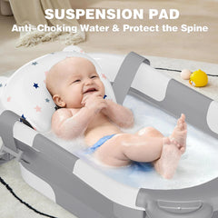MoreFeel bathtub with thermometer sensor shows real-time water temperature.