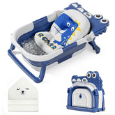 MoreFeel collapsible baby bathtub folded for compact storage and quick setup.