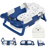 MoreFeel collapsible baby bathtub folded for compact storage and travel.