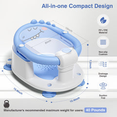 MoreFeel dinosaur-themed bath seat adds playful bath time excitement.