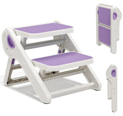 MoreFeel foldable toddler stool, front view, non-slip surface for safe sink access.