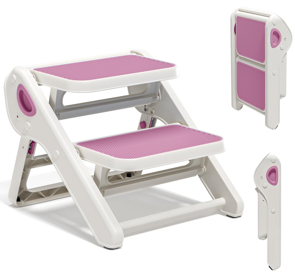 MoreFeel foldable 2-step toddler stool ready for sink access and independent handwashing