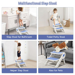 MoreFeel foldable toddler stool folded flat for space-saving storage