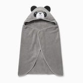 MORI panda hooded towel in grey for kids after bath, cozy and absorbent