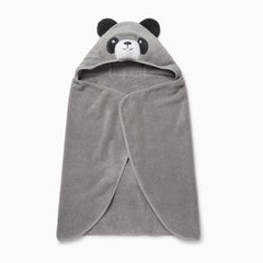 MORI panda hooded towel in grey for kids after bath, cozy and absorbent