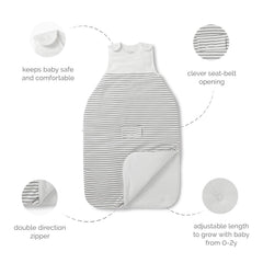 MORI soft organic cotton sleep sack features shoulder snaps for easy wear