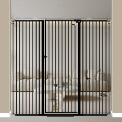 Mornyray 57 tall gate in doorway, closed for secure pet containment.