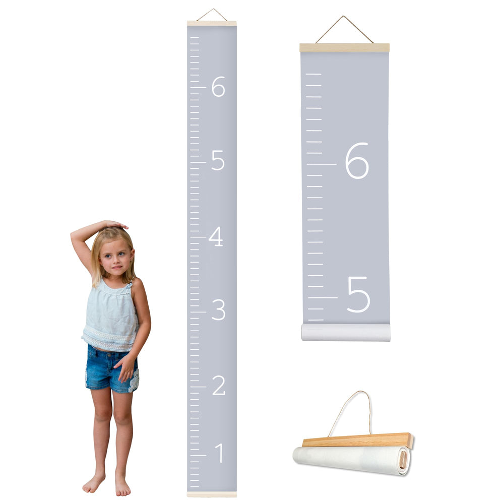 Morxy canvas growth chart for kids mounted on the wall, ideal for tracking height over time.