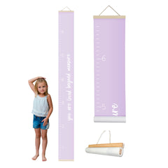 Morxy canvas growth chart in purple, front view for tracking kids' height over time.