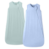 Mosebears sleep sack outer fabric close-up in Sage&Blue, highlighting ultra-soft bamboo comfort