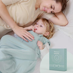 Mosebears sleep sack Sage top zipper in use for easy dressing