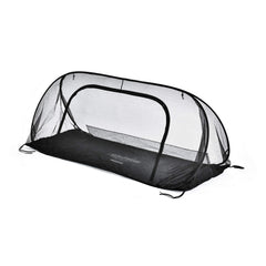 MosquitOasis Wicked Cool Pop-Up Net over a cot for instant bug protection.