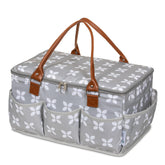 Moteph extra-large diaper caddy with zip-top cover keeps baby essentials organized.
