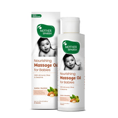 Mother Sparsh Ayurvedic Baby Massage Oil bottle pour for a soothing, non-greasy massage.