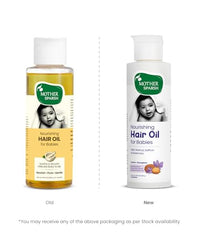 Mother Sparsh Ayurvedic Baby Massage Oil ingredients close-up showing nourishing herbal oils.