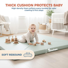 Motherly Haven easy-clean cover provides quick refresh between play sessions.