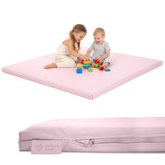 Motherly Haven play mat cover provides a cozy fit for 50x50 mats during tummy time.