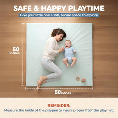 Motherly Haven waterproof cover keeps play space clean during crawls and messy fun.