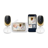 Motorola Nursery VM85-2 dual-camera monitor with remote pan and zoom for wide viewing.