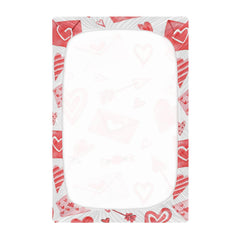 Moudou Valentine's heart crib sheet fits standard cribs 52x28x9 inches.
