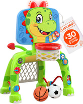 Move2Play dinosaur activity center – interactive features boost toddler play and coordination.