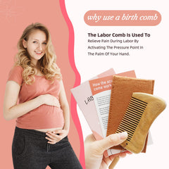Mowawa sandalwood birthing comb packaged for travel and easy packing.