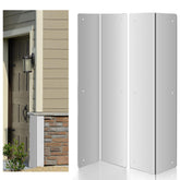 Moxweyeni stainless steel corner guards protecting a vinyl siding corner with 89-degree fit.