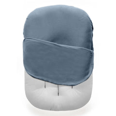 MOZAH newborn lounger cover in blue mirage fits snugly for soft baby comfort.